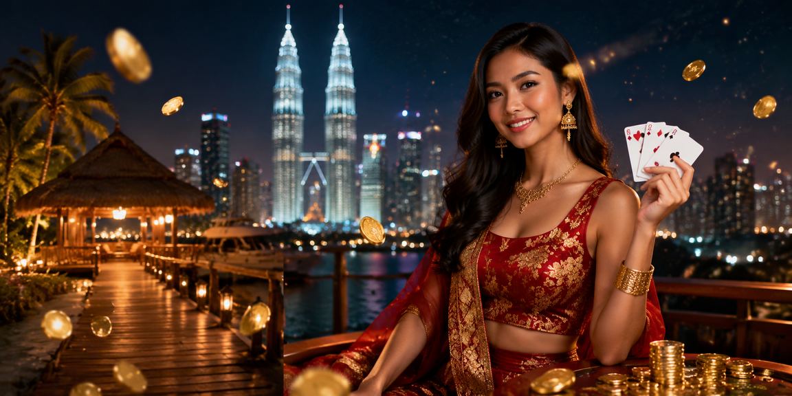 Suasana permainan kad poker dan teen patti bergaya mewah di Kuala Lumpur yang penuh semangat