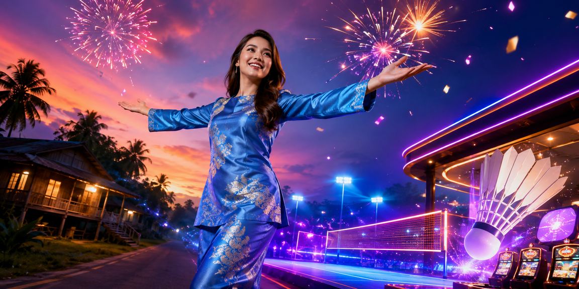 Pengguna Malaysia berpakaian tradisional menggunakan aplikasi kasino pl4yace dengan selesa dan bergaya